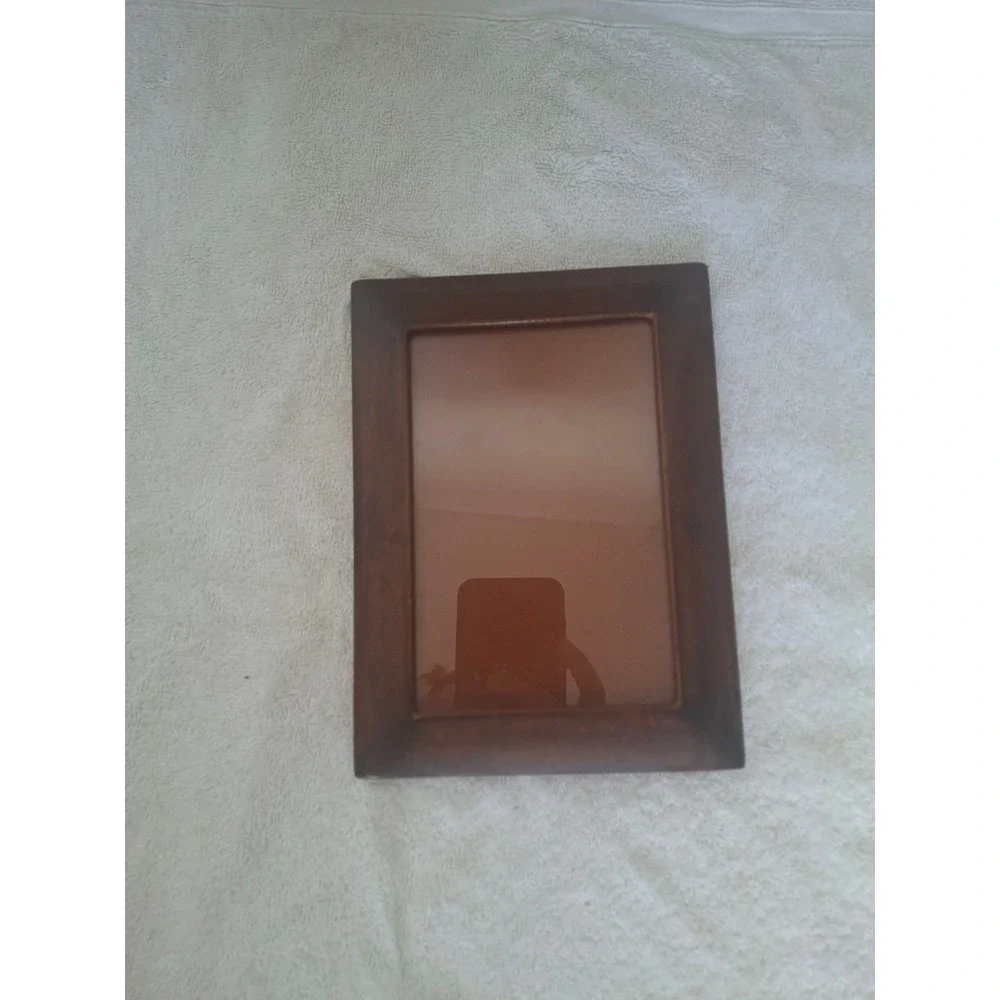 Vintage Bridle Leather Picture Frame Brown Mahogany Beveled Tabletop 5x7 7x9.5